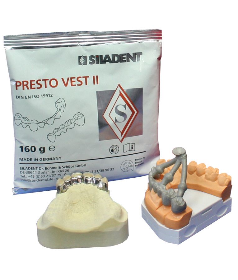 Presto Vest II (Престо Вест II) 20 кг (125 пакетовх160 гр) - паковочная масса для коронок и мостовидных протезов Siladent, Германия