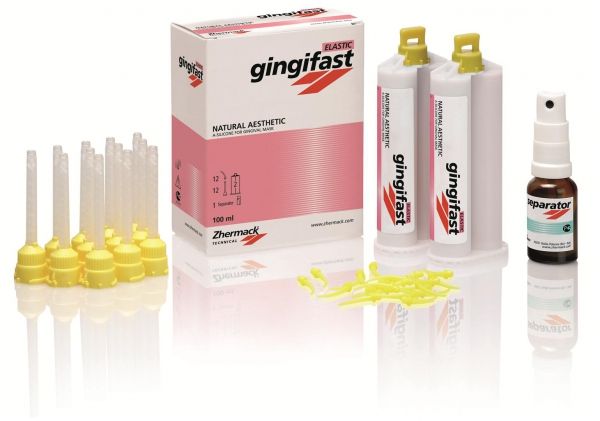 Gingifast Elastic - (2х50мл+смесители) А-Силикон для воспроизведения десны на модели в зуботехнической лаборатории. эластичный (десневая маска)