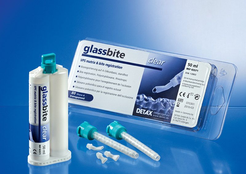 Glassbite, Прозрачный материал для регистрации прикуса на основе А-силикона, Detax. Германия