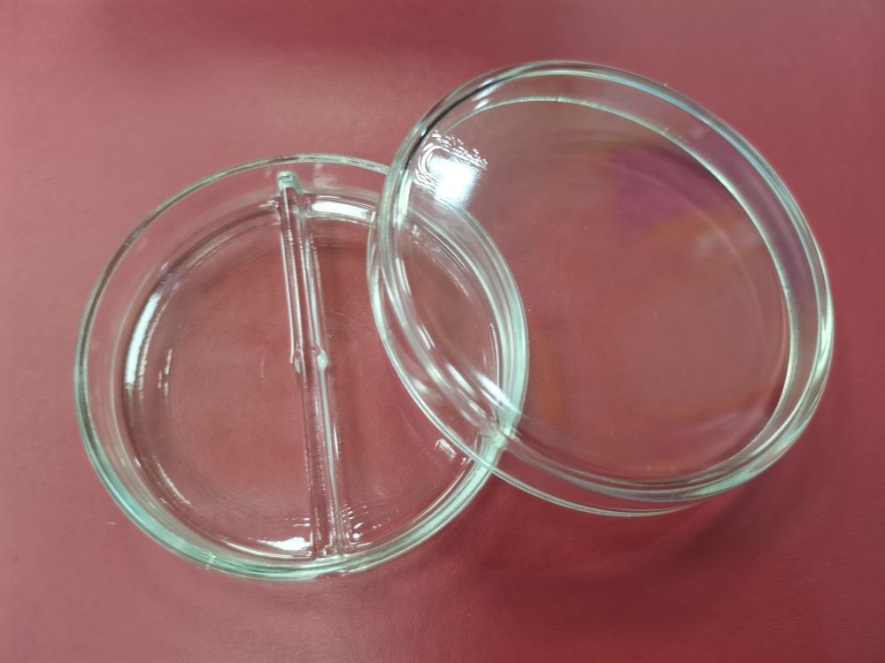 Чашка Петри стеклянная с 2 делениями диам 100мм,высота 20мм толстое стекло, Россия