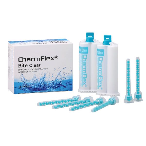 CharmFlex Bite Clear (Чармфлекс) - прозрачный А-силикон для регистрации прикуса (2карт.х50мл,6 нас.), DENTKIST, Ю. Корея