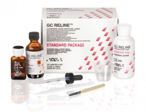 GC Reline Standard (Релайн Стандарт - материал для жесткой перебазировки: 80 г порошка, 50 мл жидкости, 15 мл связывающего агента, аксессуары)