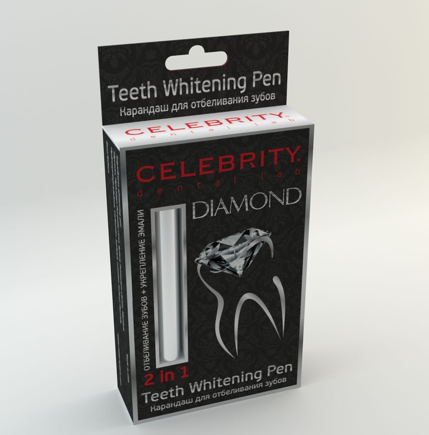 Карандаш для отбеливания зубов с двойной реминерализацией Diamond 2 in1 CELEBRITY