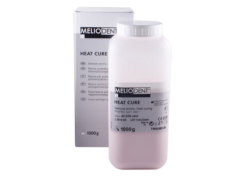 Meliodent HC (Мелиодент) порошок 1kg, 42 - розовый с коротокими прожилками , пластмасса горячей полимеризации, Heraeus Kulzer, Германия